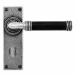 Jarrow Black Leather And Lever Handle On Bathroom Backplate - Sprung