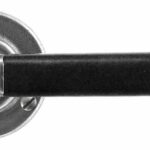 Jedburgh Square Black Leather And Lever Handle On Rose Backplate - Sprung