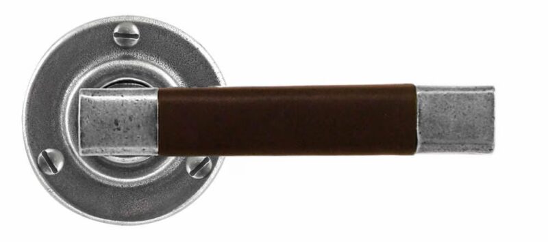 Jedburgh Chocolate Black Leather And Lever Handle On Rose Backplate - Sprung