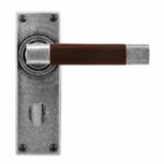 Jedburgh Square Chocolate Leather And Lever Handle On Bathroom Backplate - Sprung
