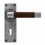 Jedburgh Square Chocolate Leather And Lever Handle On Lock Backplate - Sprung