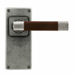 Jedburgh Square Chocolate Leather And Lever Handle On Jesmond Latch/Passage Backplate - Sprung