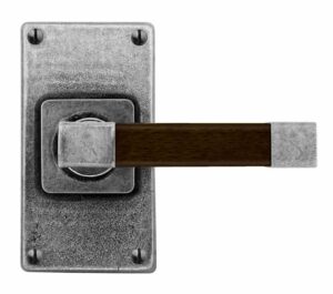 Eden Walnut Lever Handle On Jesmond Short Latchplate - Sprung