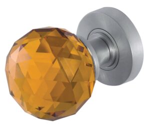 Amber Faceted Glass Mortice Knob