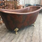 Double Slipper Bath with Hammered Brass Feet