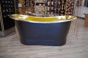 Black EPI and Brass Double Slipper Bath