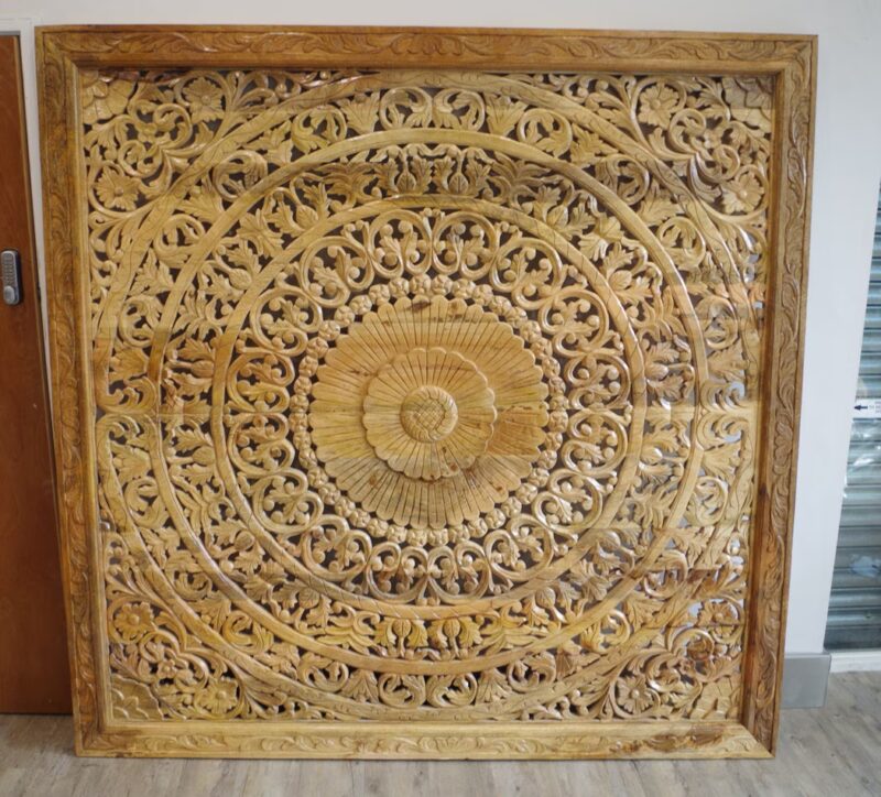 Natural Mango Wood Hand Carved Wall Panel/Headboard