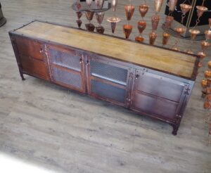 Mango Wood and Iron Cupboard Storage Media Unit or Sideboard